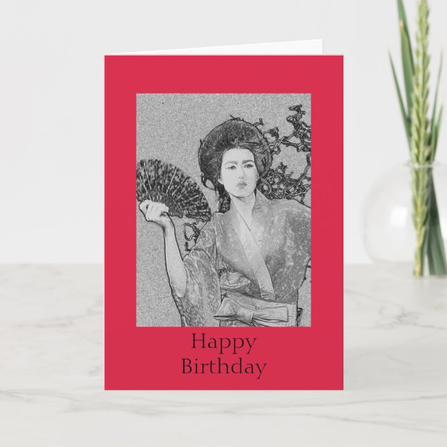 Carte Geisha Girl Happy Birthday Card (Devant)