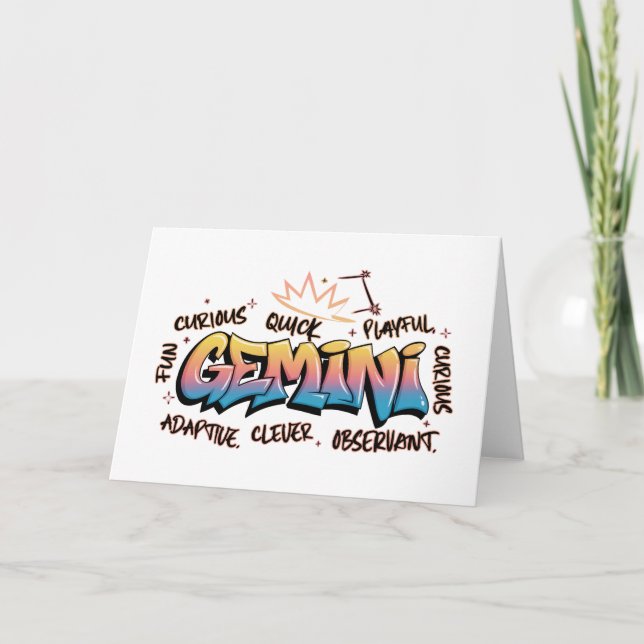 Carte Gémeaux Zodiaque Graffiti  (Devant)