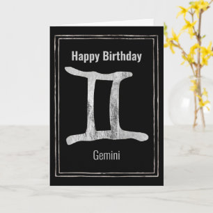 Carte Gemini argent zodiac astrologie Joyeux anniversair