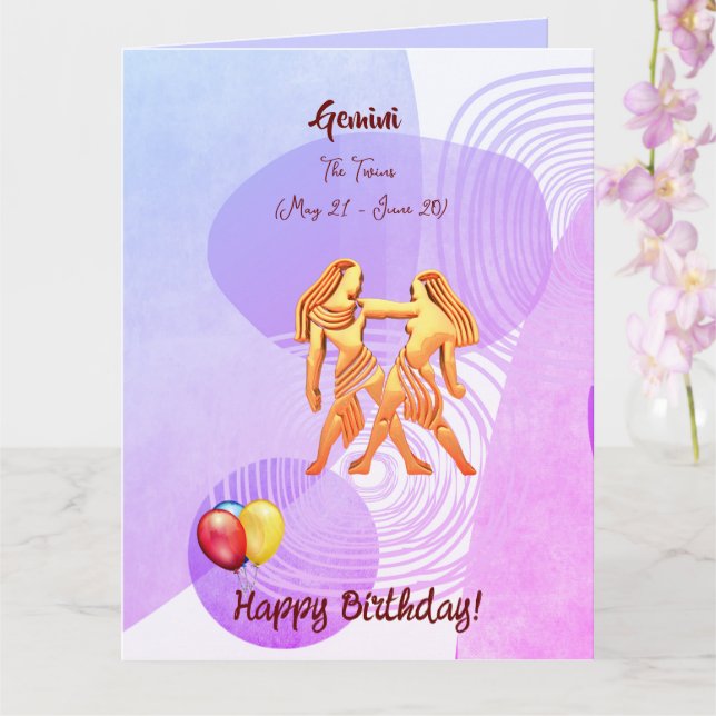Carte Gemini Joyeux Anniversaire / 21 mai - 20 juin (Orchidée)