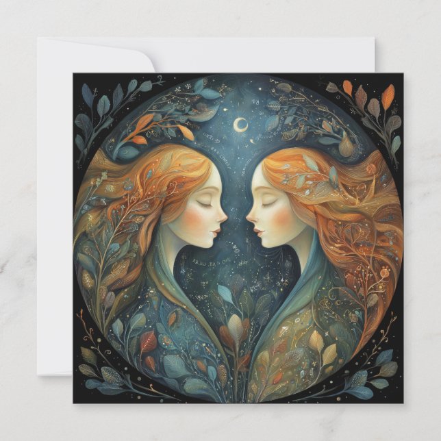 Carte Gemini Twins Zodiac Astrology Mystical Birthday (Devant)