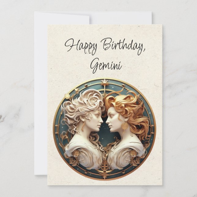 Carte Gemini Twins Zodiac minimaliste Anniversaire (Devant)