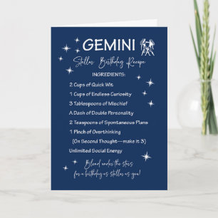 Carte Gemini Zodiac Stellar Recette d'anniversaire
