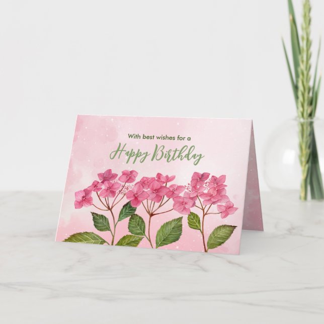 Carte General Anniversaire Wives Pink Hydrangea Aquarell (Devant)