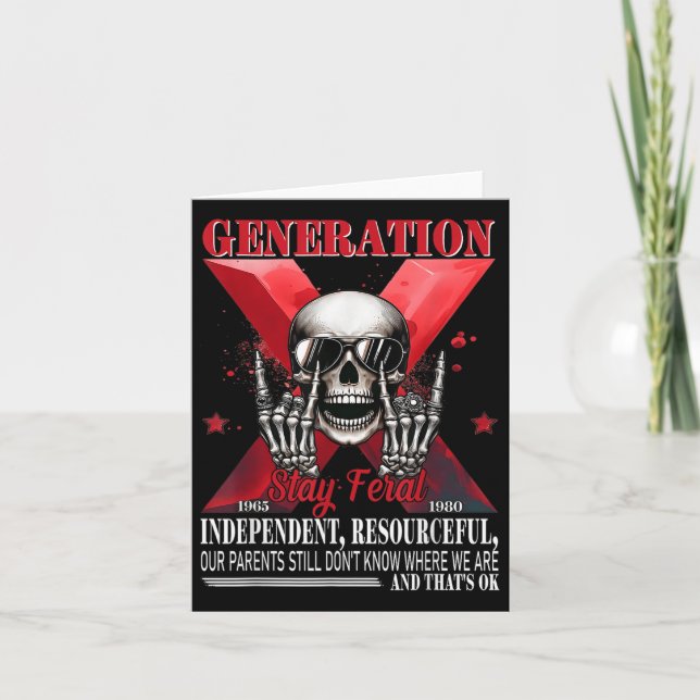 Carte Génération X Séjour Feral Funny Skeleton Gen X Hum (Devant)