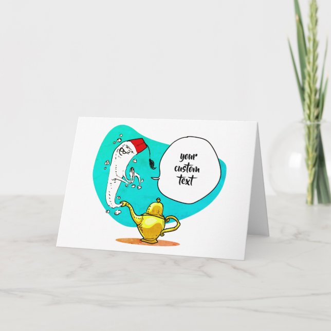 Carte génie de la lampe drôle de dessin animé (Devant)