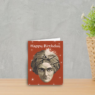 Carte Génie Mystérieux Magique Tête Visage Turban Annive