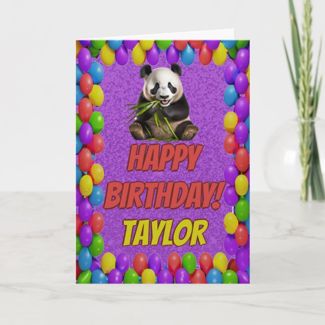 Carte Gentil Panda Mignon Ours Message Joyeux Anniversai (Devant)