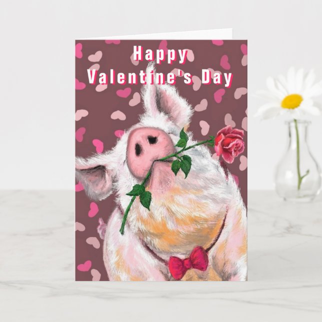 Carte Gentleman Cochon - Amusant - Joyeuse Saint-Valenti (Petite plante)