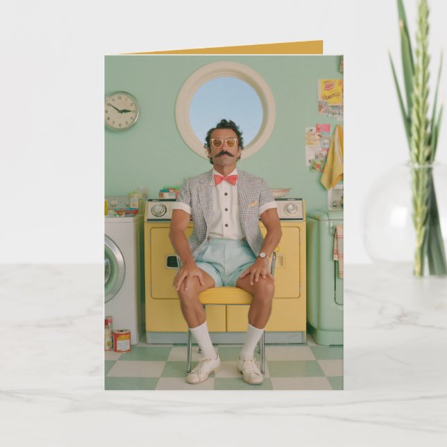 Carte Gentleman Rétro dans une buanderie pastel (Devant)