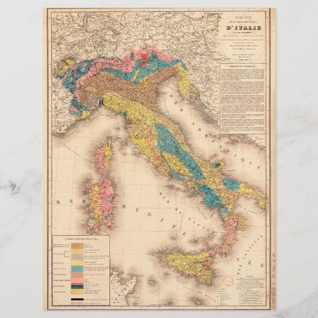 Carte géologique de l'Italie par H. de Collegno (1 (Devant)