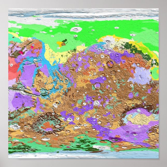 Carte géologique de Mars Poster (Devant)