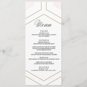 Carte géométrique de menu de noces de diamant