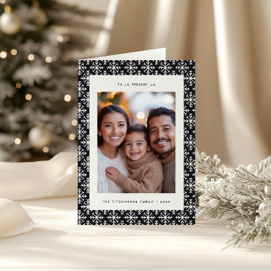 Carte géométrique minimaliste Festive noir et blan