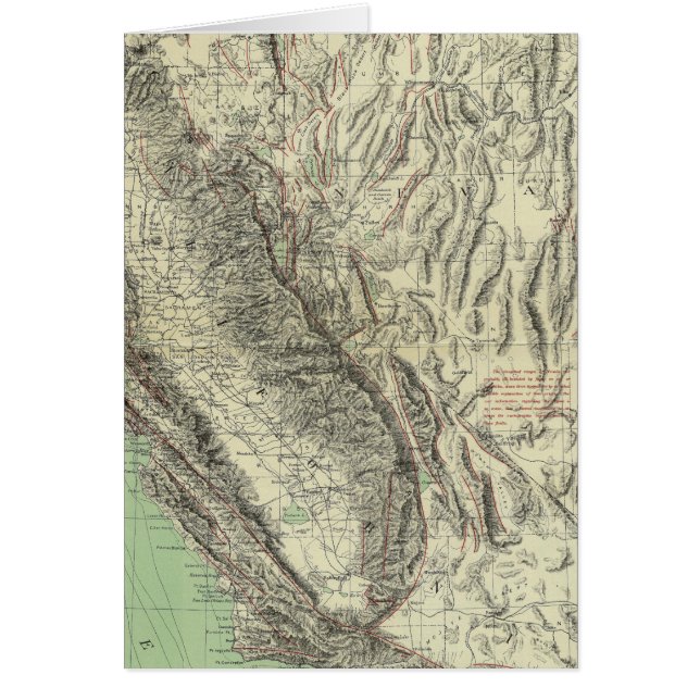 Carte géomorphique, Californie, Nevada (Devant)