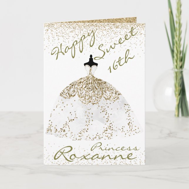 Carte Gérante Rose Gold Personnalisée Sweet 16e annivers (Devant)