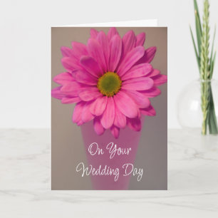 Carte Gerber Rose Daisy dans Vase Wedding Day