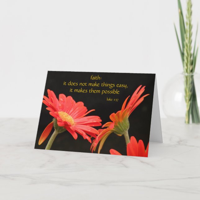 Carte Gerbera Daisy, w verset Écriture sur la Foi (Luc) (Devant)
