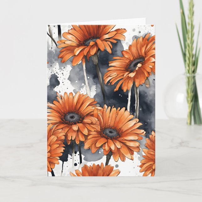 Carte Gerbera Daisy - Watercolor flowers (Devant)