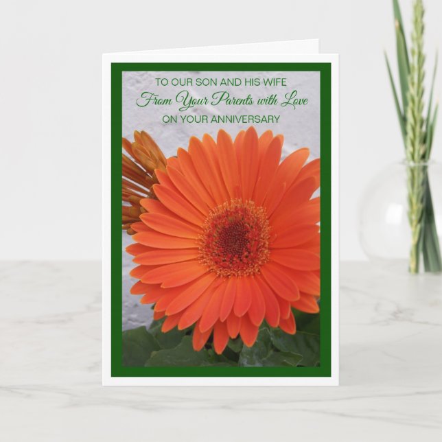 Carte Gerbera Fils Et Femme Anniversaire Personnalisé (Devant)