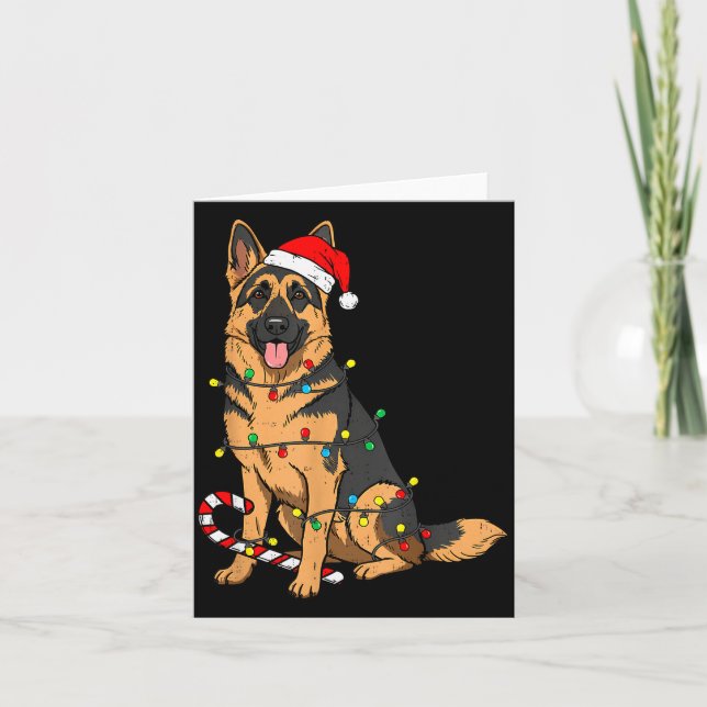 Carte German Shepherd Dog Christmas Lights Xmas Pet Dog  (Devant)