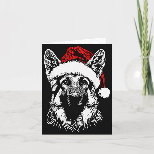 Carte German Shepherd Santa Hat Christmas Xmas Pajama Wo (Devant)