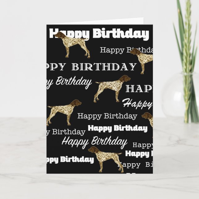 Carte German Shorthaired Pointer, Birthday Card, GSP BLK (Devant)