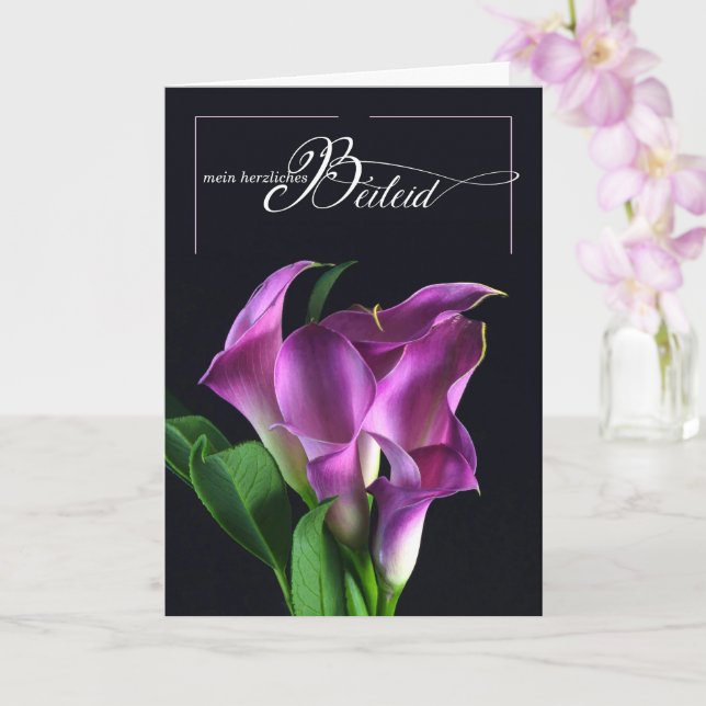 Carte German Sympathy Beileid Purple Lilies (Orchidée)