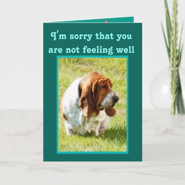 Carte "Get Well" avec mignon, mais triste Basset H (Devant)