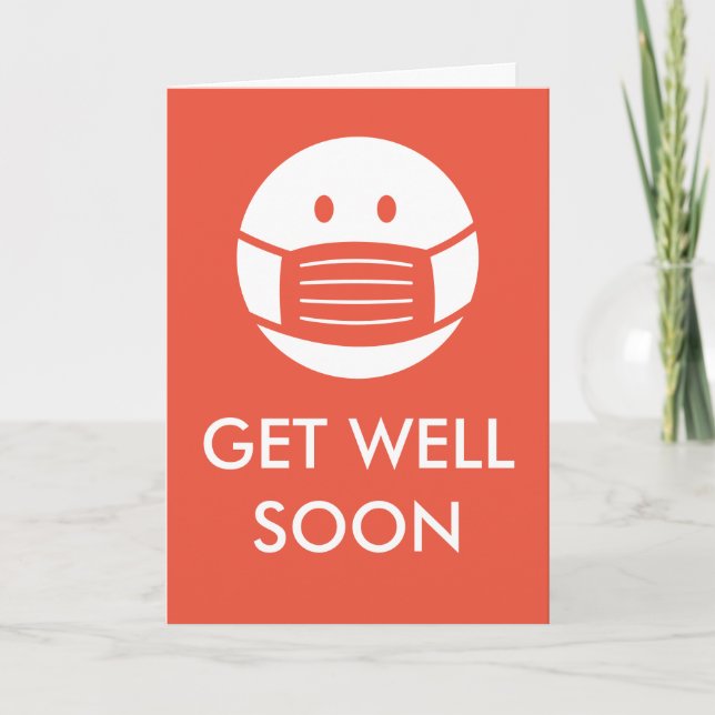 Carte Get Well Bientôt masque visage smily covid 19 récu (Devant)