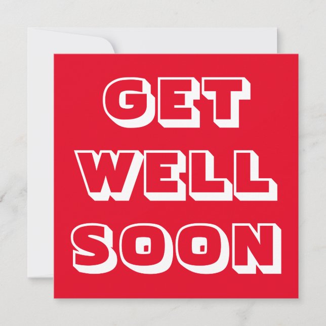 Carte Get Well Bientôt rouge blanc audacieux typographie (Devant)