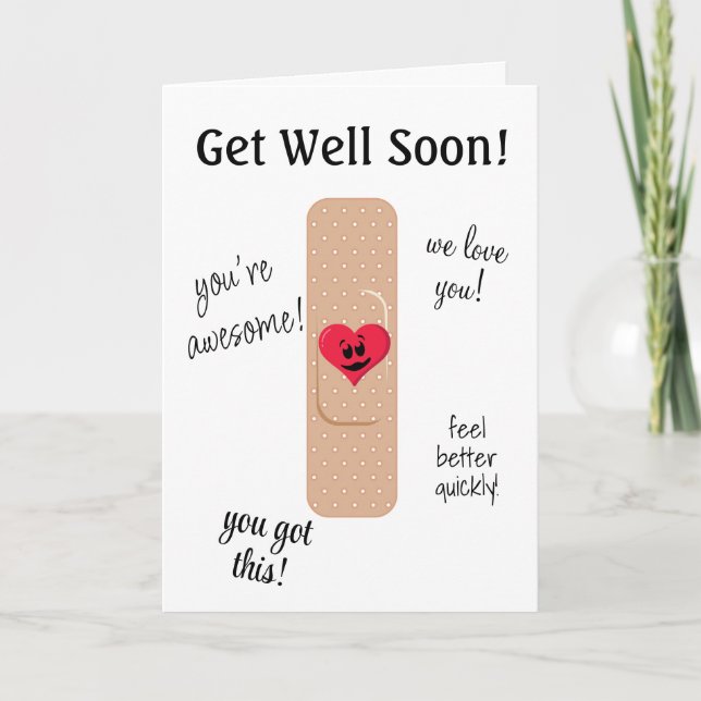 Carte Get Well Card with Cute Bandaid (Devant)