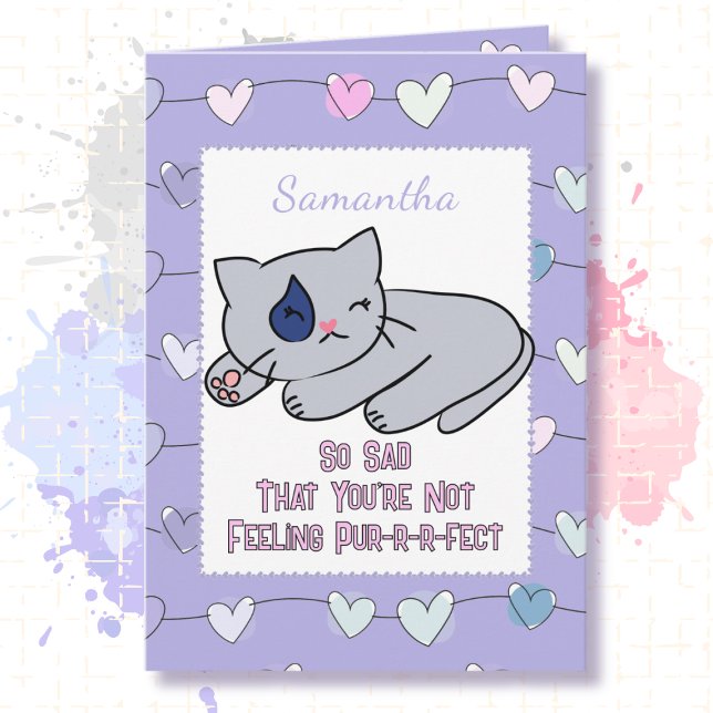 Carte  Get Well Sad Sweet Cat Cartoon for Child (Créateur téléchargé)