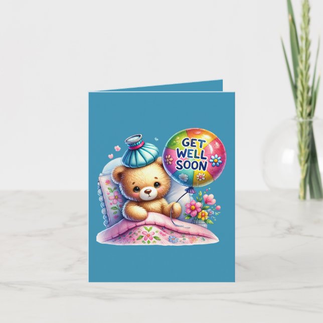 Carte Get well soon bear add message  (Devant)