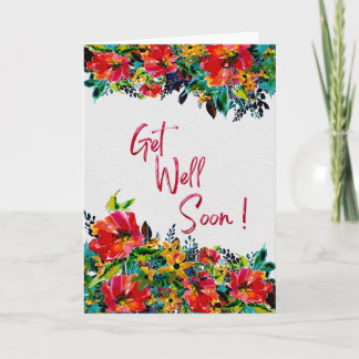 Carte Get Well Soon – Bright Floral Watercolor