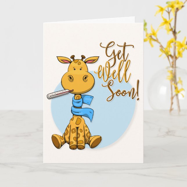 Carte Get Well Soon Cute Giraffe Greeting Card (Fleur jaune)