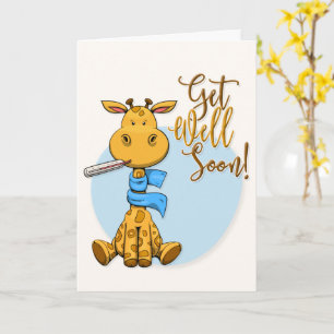 Carte Get Well Soon Cute Giraffe Greeting Card