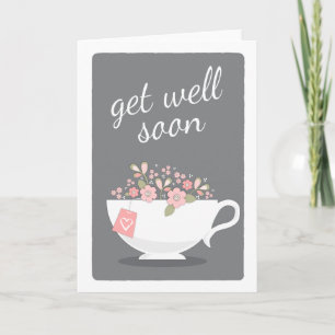 Carte Get Well Soon Lovely Floral Teacup