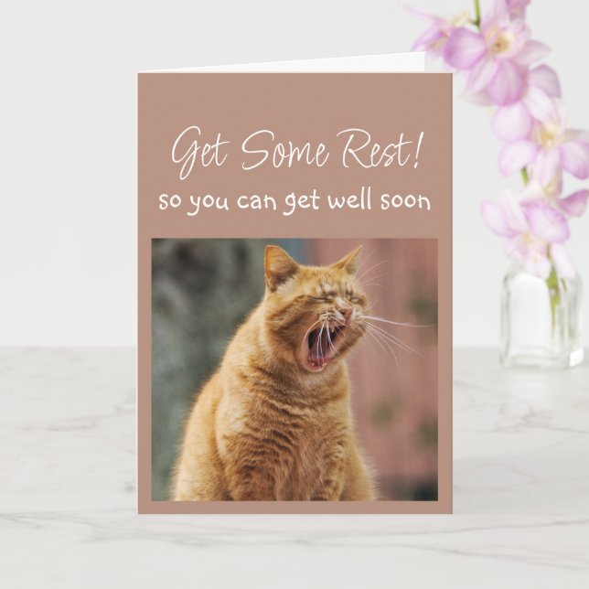 Carte Get Well Soon Sleepy Yawning Cat Animal Fun (Orchidée)