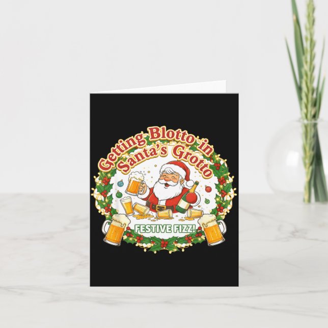 Carte Getting Blotto In Santa's Grotto Drunk Friends Nig (Devant)