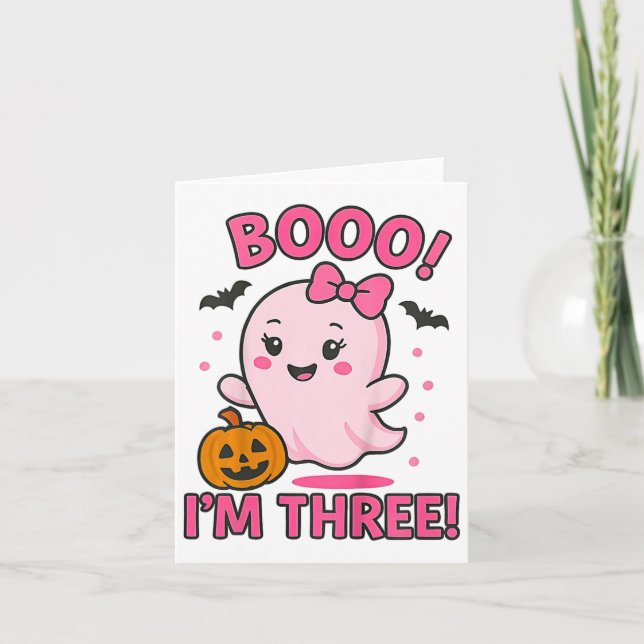 Carte Ghost Boo Je suis trois ans 3e anniversaire Toddle (Devant)