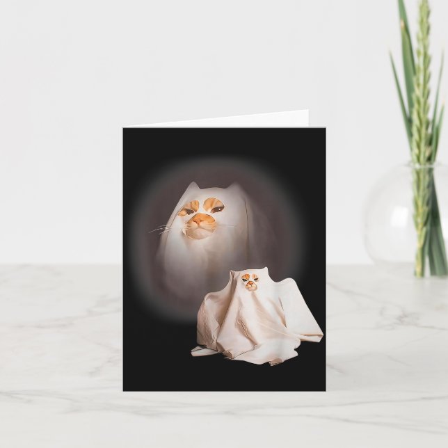 Carte Ghost Cat Ghost Kitten Funny Cat Meme Halloween  (Devant)