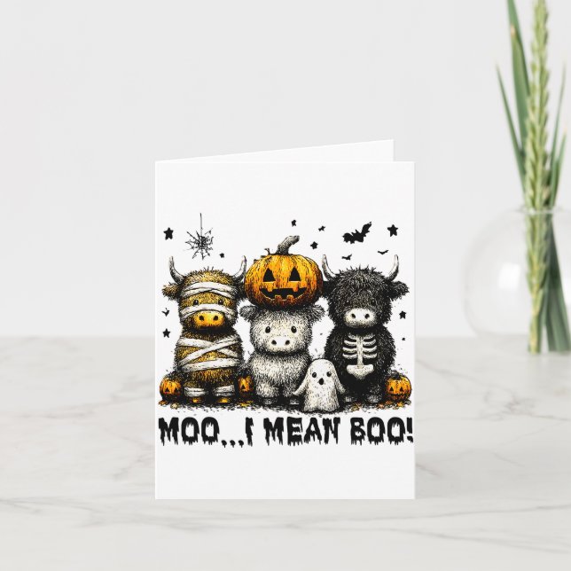 Carte Ghost Cow Moo I Mean Boo Halloween Outfit Funny Co (Devant)