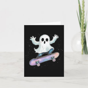 Carte Ghost mignon Sur Skateboard Drôle Halloween Patine