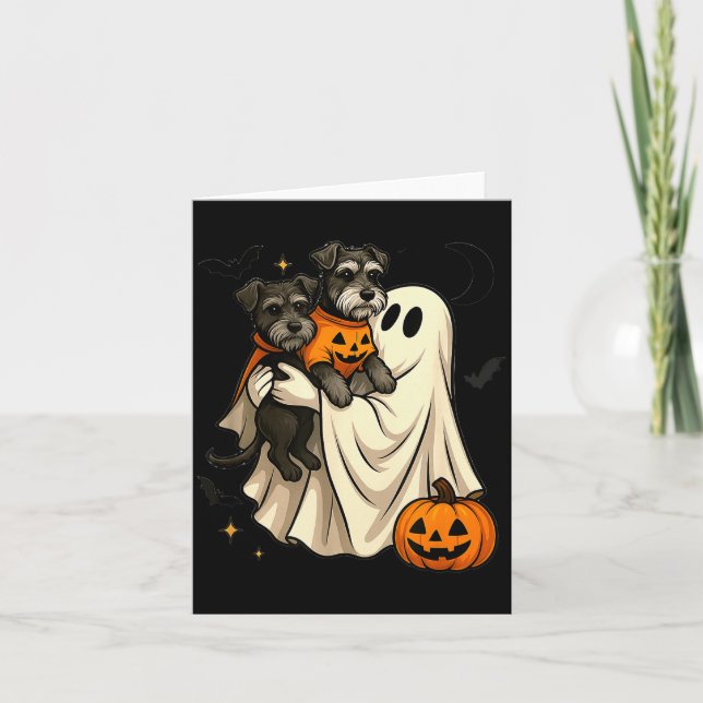 Carte Ghost Miniature Schnauzer Dog Halloween  (Devant)