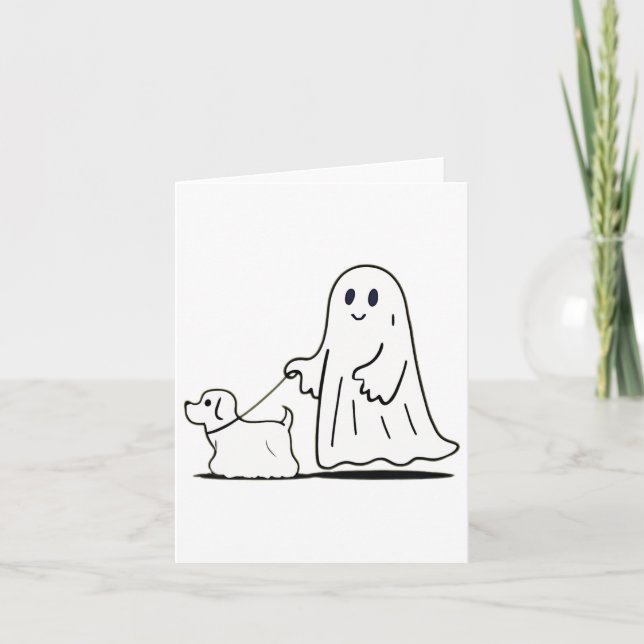 Carte Ghost Walking Chien Ghostile Drôle Halloween Chien (Devant)