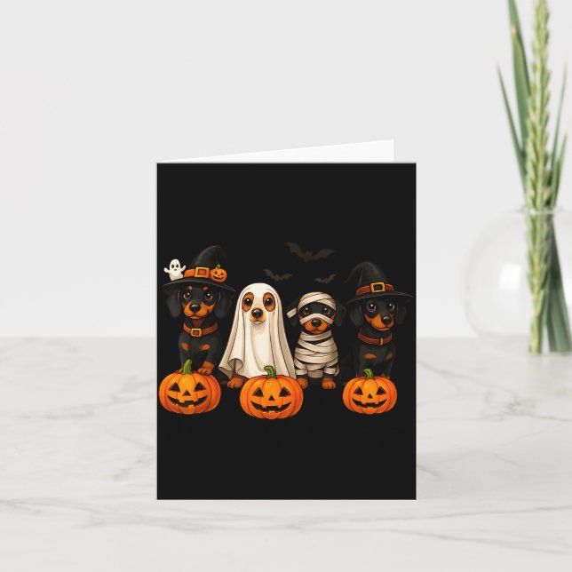 Carte Ghost Witch Mummy Pumpkin Dachshund Dog Costume Ha (Devant)