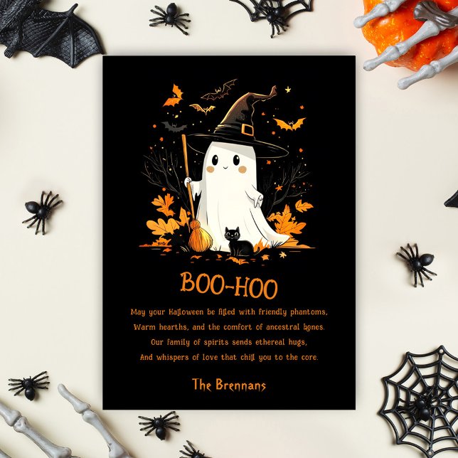 Carte Ghost Witch Octobre Automne Éffrayant Halloween (Ghost Witch October Fall Spooky Halloween Card)
