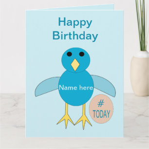 Carte Giant Chick Boy Birthday Bleu Personnalisée