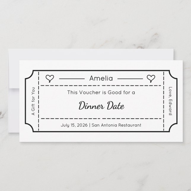 Carte Gift Voucher, Custom Gift Ticket Card (Devant)